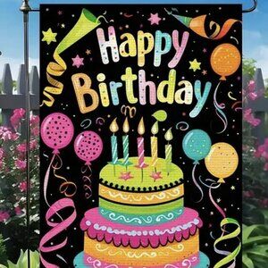 Happy Birthday Double Sided Garden Flag